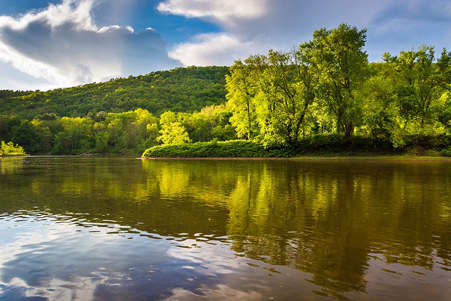 Contact - View of Calm Lake and Surrouding Forest in the Poconos